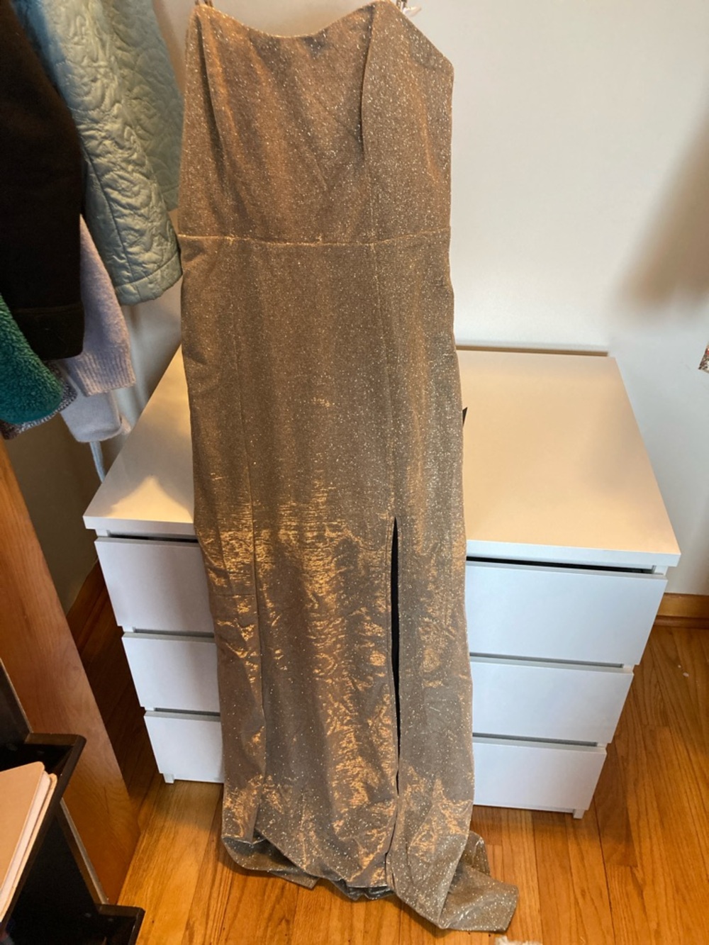Lulu's Black Dress with Metallic Gold Trim